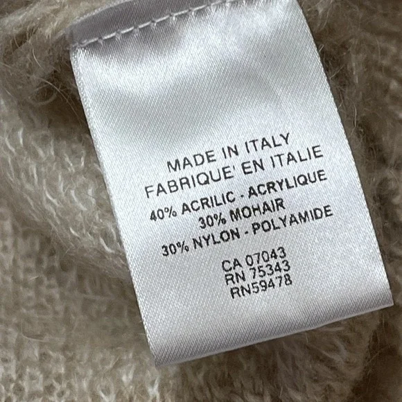 Bianco & Blu Sweater Womens M Neutral Ivory Checkboard Mohair Blend Pullover - Picture 7 of 10